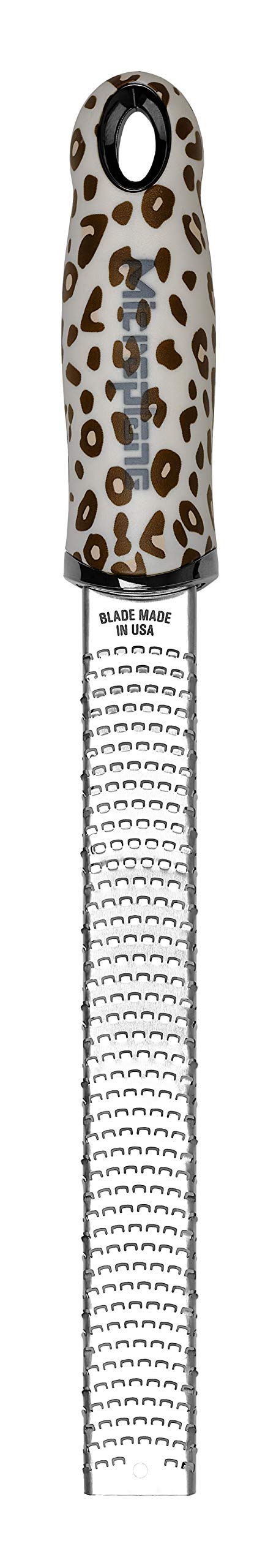 Microplane Zester Grater in Leopard for Citrus Fruits, Hard Cheese, Ginger, Chocolate and Nutmeg with Fine Stainless Steel Blade - Made in USA
