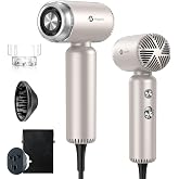 slopehill Dual Voltage Travel Hair Dryer with Diffuser, Ionic, 1500W, Gold | Lightweight &amp; Portabe, Mini High-speed Professional Fast Drying, Compact &amp; Quiet, Women, Global Auto Volt 100V-240V, European