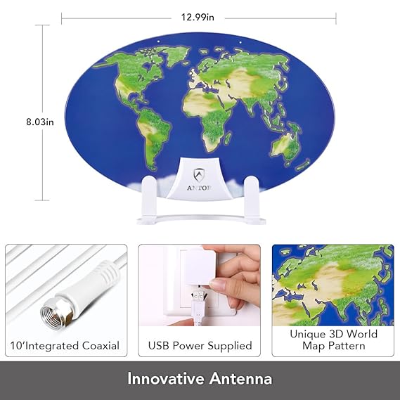 Indoor Amplified TV Antenna, ANTOP Digital HDTV: Amazon.in: Electronics