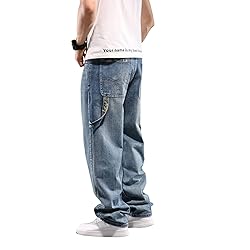 LUOBANIU Men's Baggy Jeans Hip Hop Loose fit 90s