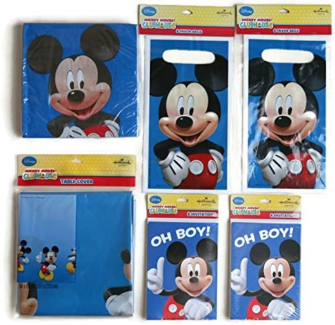 Disney Junior Mickey Mouse Party Bundle for 16 Guests with Invitations Napkins Table Cover & Treat Bags