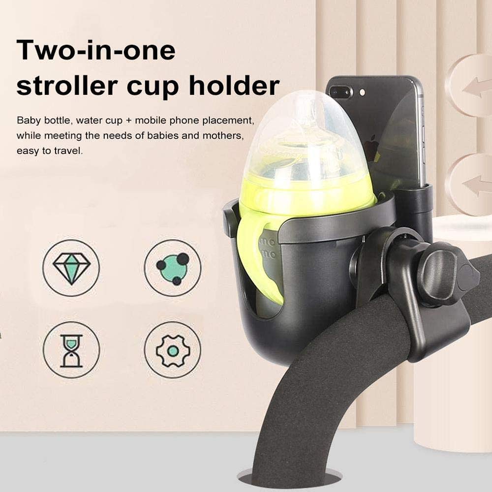 Parent Cup Holder for Stroller,Stroller Cup Holder, Bicycle Cup Holder, Universal Cup Holder Rack for Buggy Pushchair Wheelchair Bike and More (Black) (Black): Baby