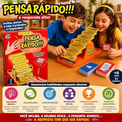 Jogo Gangorra de Palavras Original Grande – Diversão, agilidade mental e raciocínio rápido para crianças e adultos (Amarelo)