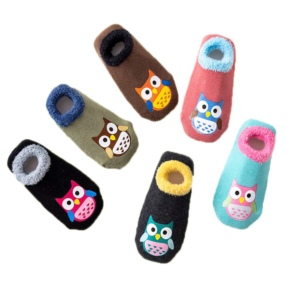Bebe Bebe Garcon 0 24m Chaussettes Hapkou 6 Paire Chaussettes Bebe Garcon Fille Antiderapantes Souple Coton Chaud Enfant Animaux Hibou Chaussettes