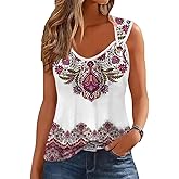 ETCYY NEW Womens Tank Tops 2025 Summer T Shirts V Neck Sleeveless Casual Loose Blouses