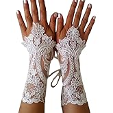 Specell Short Lace Fingerless Gloves Women Fingerless Lace Glove Bridal Wedding Tea Party Prom Gloves Costume Accessories