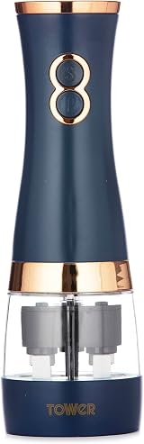Tower Midnight Blue Rose Gold Battery Salt Pepper Mills Adjustable Ceramic view 1