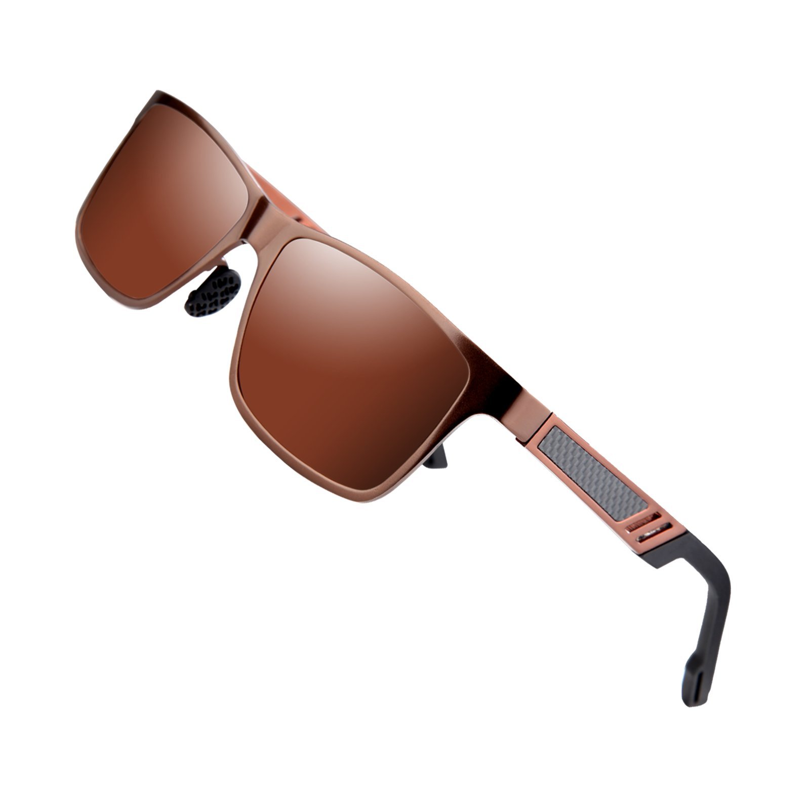 Sports Polarized Sunglasses for Men Driving Fishing Running Wayfarer Vintage Al-Mg Metal Frame Sun Glasses Brown