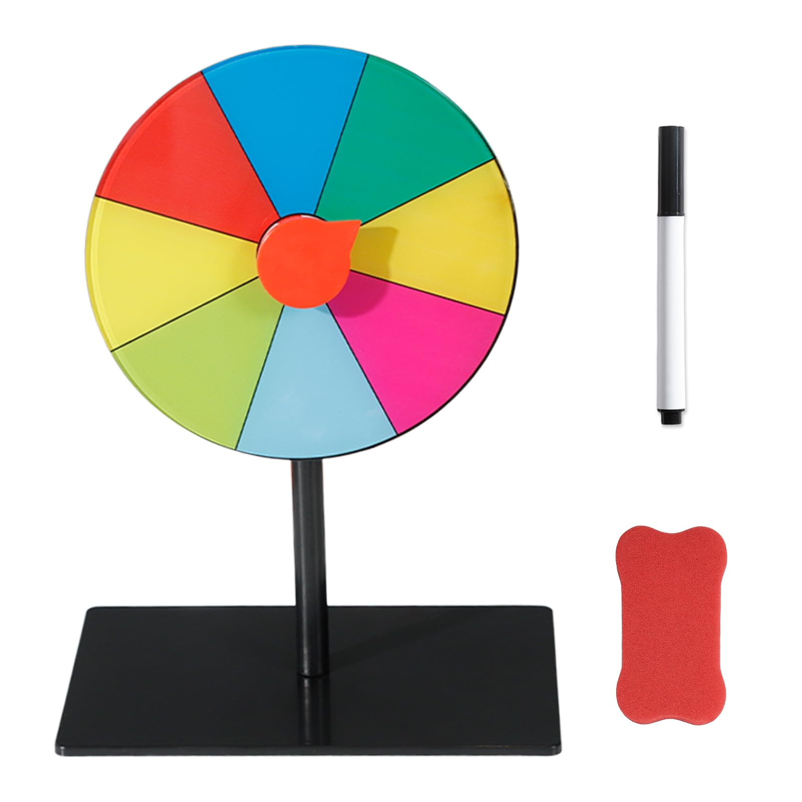Tacitmeet 3 PCS Spinning Price Wheel Set, 8 Color Slots Spin the Wheel with Stand, Marker Pen and Eraser, Tabletop Roulette Wheels of Fortune for Trade Show, Carnival, Party and Fortune Game