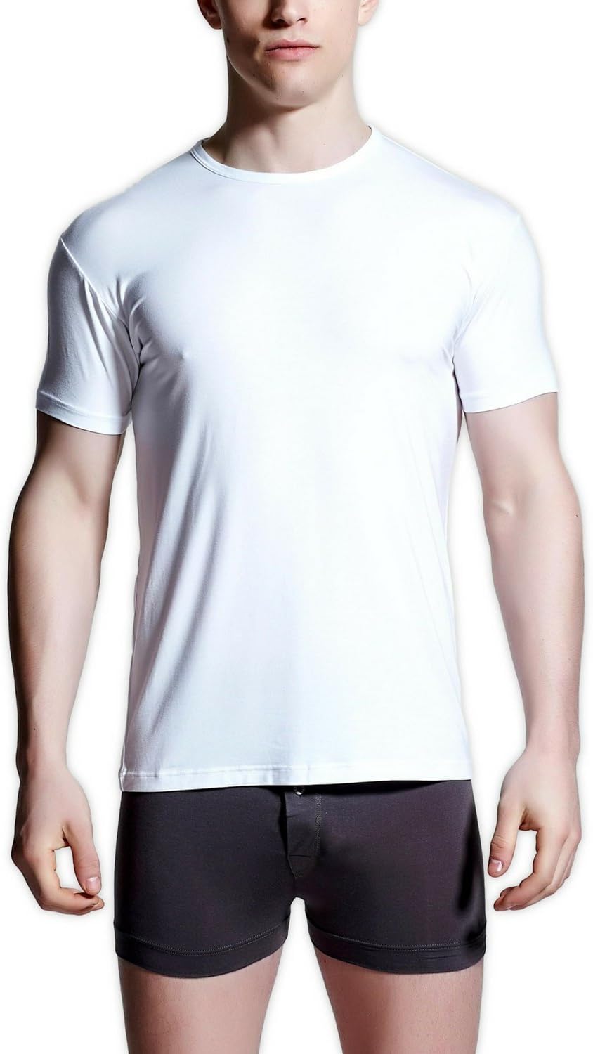 Tani USA Men's SilkCut Crew Neck Undershirt, Wicks Away Sweat