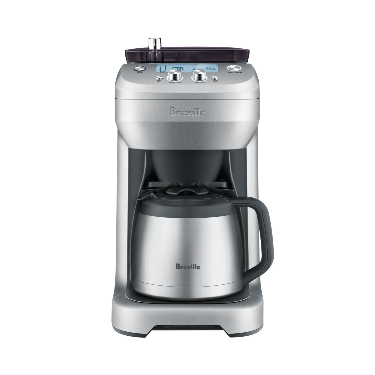 Breville Stainless Steel Programmable Grind Control Coffee Maker with Removable Storage Hopper and Digital Clock Display, Silver