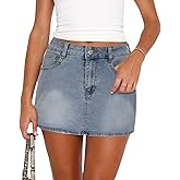 Hafailia Jean Skirts for Women Denim - Casual Mid Waisted Stretch Short Mini Skirt