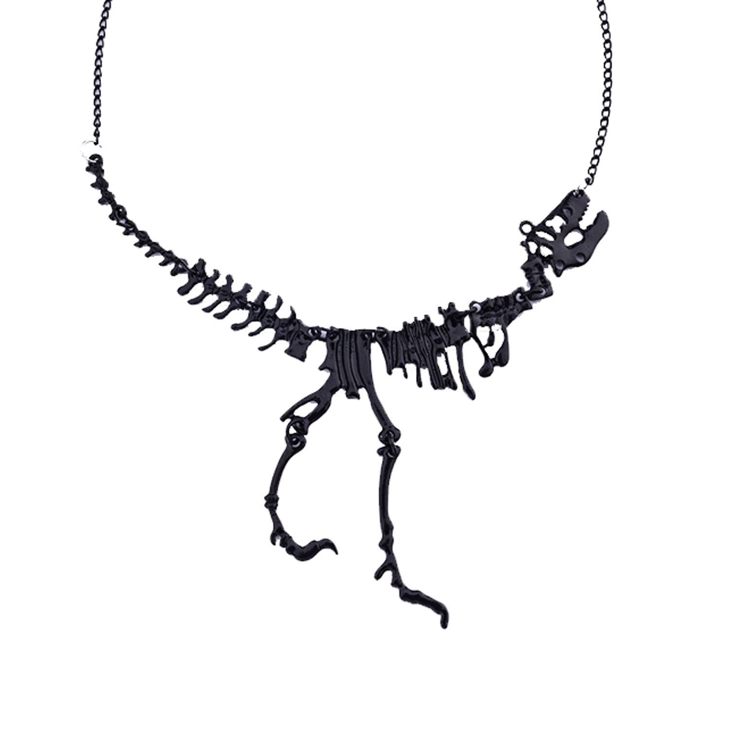 Gentlecarin Vintage Dinosaur Pendant Necklace Collar Fashion Jewelry for Women (Black)