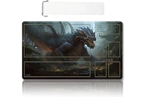 DAUXID Premium Stitched MTG Playmat with Zones and Non-Slip Rubber Backing - TCG Play Mat for MTG and Other Card Games - Colorful Design with Vintage Look and Feel (DKT (50),Zones 1)