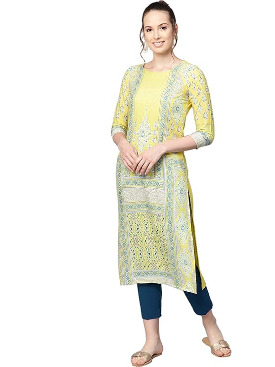 Women's Crepe a-line Kurta (VPK1641_M_Multicoloured_Medium)