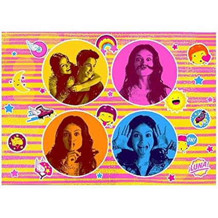 Soy Luna 634024 Alfombra de decoración de Sol 4 Retratos Terciopelo Rosa 133 x 95 x