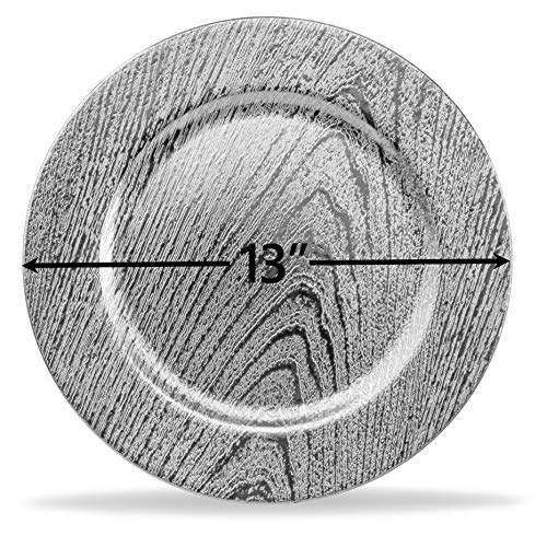 Home Collectives 13 Inch Round Elegant Serve ware Charger Plates with Matching Napkin Rings, Wedding, Dinner party, Event - Choose from our Variety of Styles and Quanties (6, Moslem Silver)