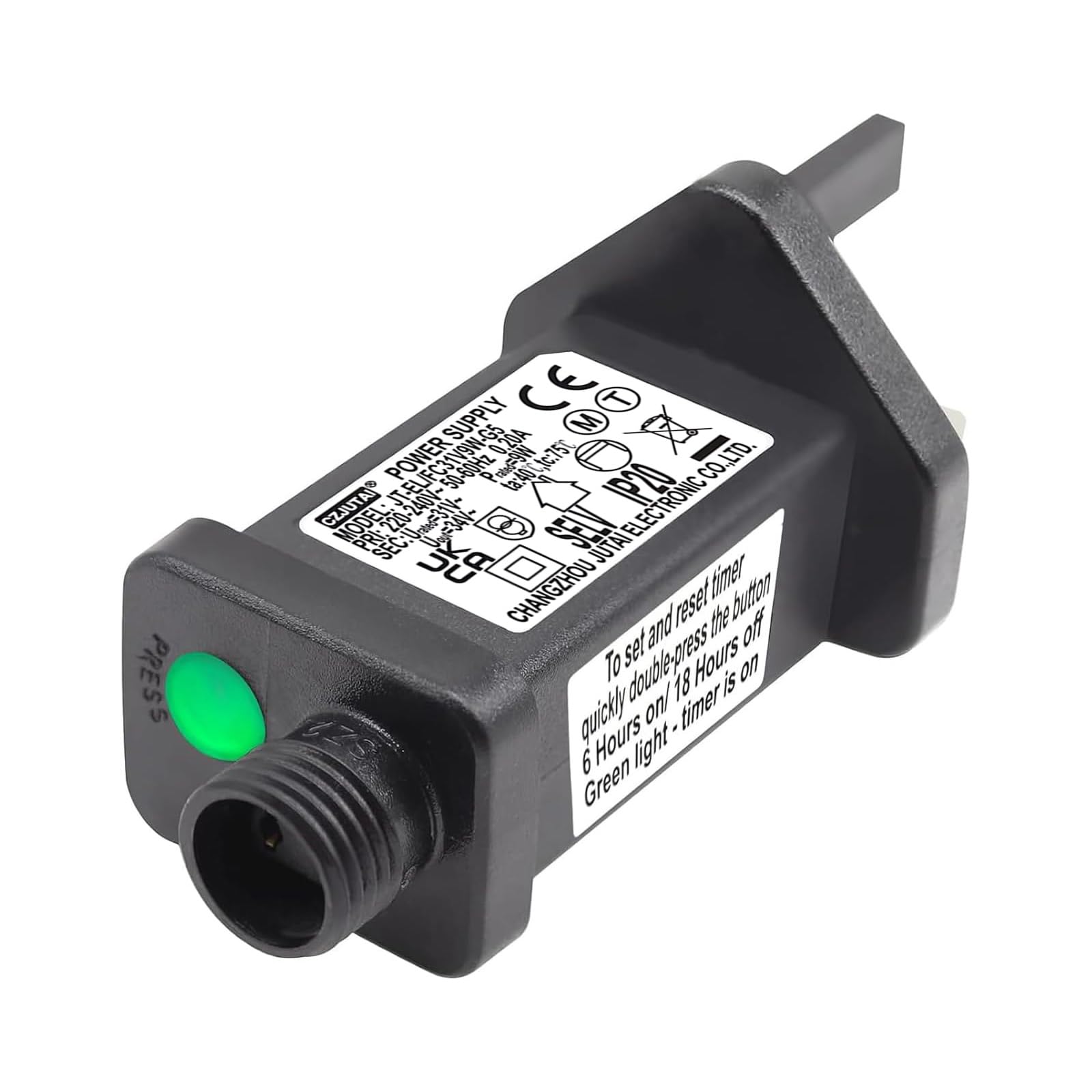 Cube-LED 31V 9W LED Transformer for CZJUTAI JT-EL/FC31V 9W /6W /4.5W /3.6W with 8 Modes, Memory & 6 Hour Timer, IP20 for Christmas Tree Lights, Net Lights, Icicle Lights (31V9W)