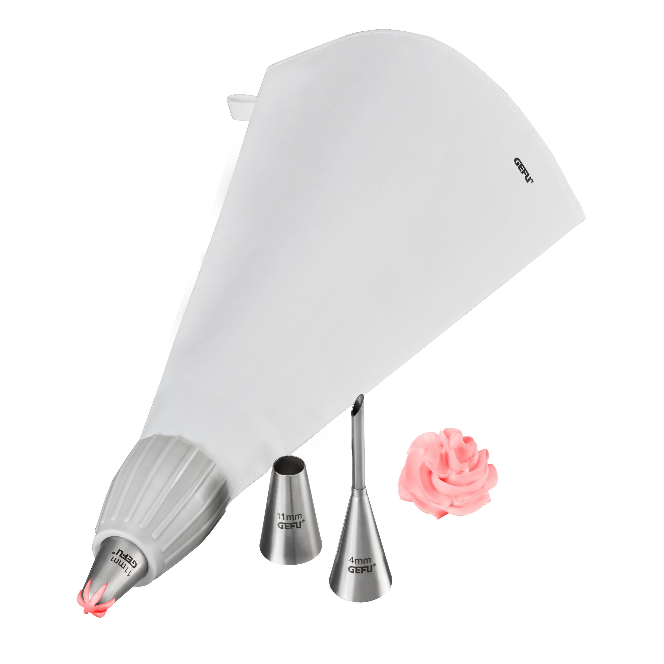 Gefu GF14330 Piping Bag Set of 5, Stainless Steel, Plastic, Cotton, Silver