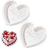 SJ 2P Silicone Heart Shaped Cake Pans, 10 Inch Nonstick Cake Pan, BPA Free Silicone Heart Cake Baking Mold for Oven Dishwasher Safe-Heartdot