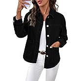 Sidefeel Women‘s Jean Jacket Casual Long Sleeve Button Down Oversized Boyfriend Trendy Denim Jacket Coat