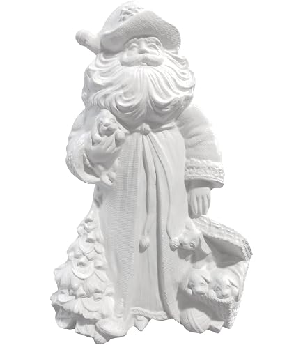 Céramique Biscuit Prête à Peindre - Santa Avec Clochette - Fait Main - Neuf