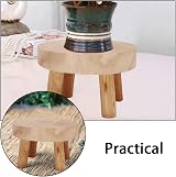 ViaForest Flower Pot Holder Solid Wood Stand Beige Indoor Outdoor Round Plant view 4
