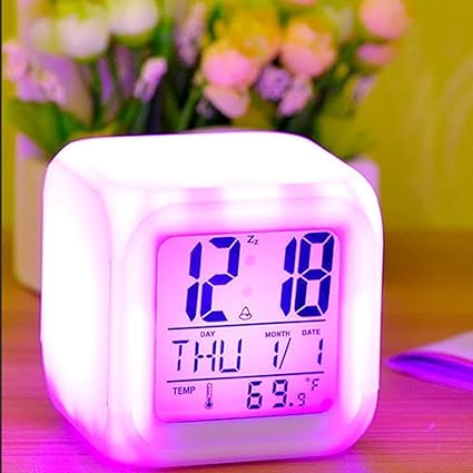Siddhi Collection Color Changing Digital LCD Alarm Table Desk Clock with Calender Time Temperature Lights