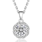 KRKC Moissanite Pendant Necklace for Women, 0.3CT-1.0CT Lab Created Diamond with VVS1 Clarity D Color Moissanite Chain, White Gold Plated S925 Sterling Silver Necklaces, Anniversary Romantic Gift for Her, Birthday Christmas Valentines Gifts for Mother Mom Wife Girlfriend Daughter