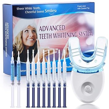 orihea kit de blanqueamiento dental con luz led blanqueador dental 8 jeringas de 0 1 fl oz 35 gel blanqueador dental de peroxido de carbamida 2