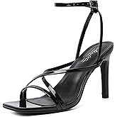 Mostrin Strappy Heels for Women Square Open Toe Lace Up Heeled Sandals Ankle Strap Sexy Stiletto High Heels for Party, Prom, Dating, Wedding