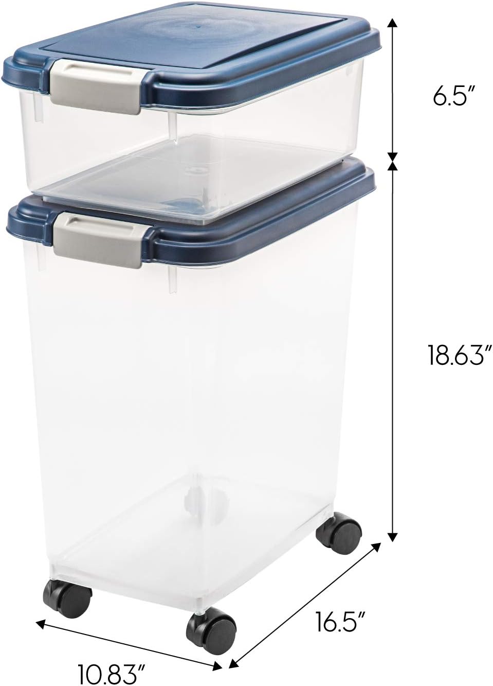 Pet Supplies : IRIS USA 3 Piece Airtight Pet Food Storage Container Combo, Navy Blue MP-8/MP-1/SCP-2, 33-Quart and 12-Quart : Pet Food Storage Products : 