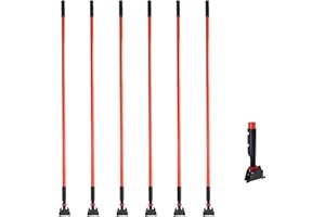 L LUKE SUPPLY Matthew Cleaning Jaw Clamp Mop Handle, Snap-On Fiberglass Dust Mop Handle for Floor Cleaning, Gripper Holder with Clip-On Connector for Janitorial Supplies, Commercial Use,Restaurants, 60 Inches Red