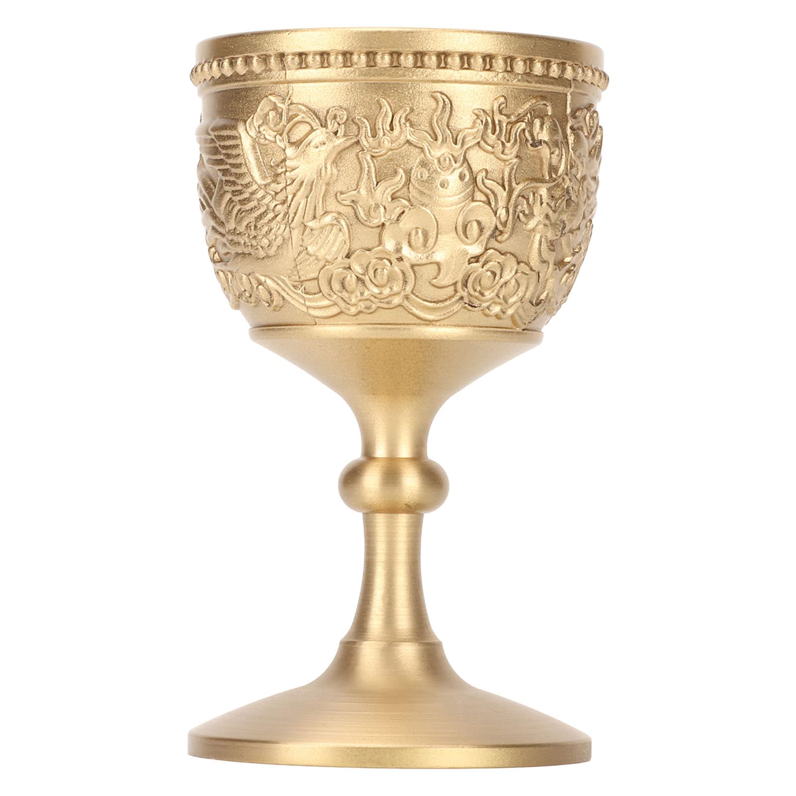 Qcwwy Vintage Chalice Goblet, Medieval Communion Goblet Embossed Style Brass Wine Goblet Royal Fantasy Embossed Wine Glasses Cup Wedding Gothic for Party Banquet Wedding
