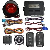 BANVIE Car Alarm System with Remote Start kit &amp; Push to Engine Start Stop Button