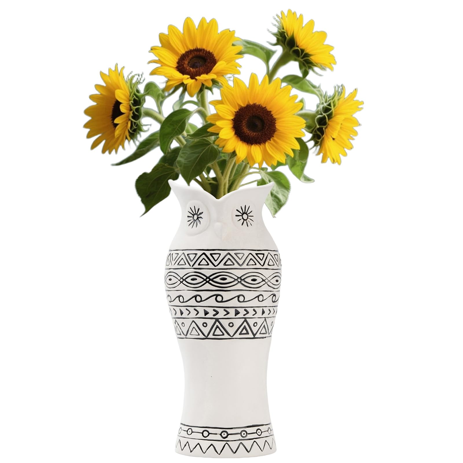 Owl Ceramic Flower Vase - Ceramic Kitchen Utensil Holder Nordic Boho Farmhouse Centerpiece Owl Decor for Coffee Table& Shelf Living Room Office Vases Home Decor