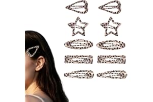 Leopard Print Hair Clip Snap Y2K Metal Cheetah Barrette Set Star Heart Hollow Side Hairclips Long Short Animal Printed Hairpi