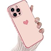 KANGHAR Compatible with iPhone 15 Pro Max Case for Women Girl Plating Edge Cute Love Heart Soft TPU Bumper with 4 Corners Shockproof Protection Phone Cover for iPhone 15 Pro Max 6.7 Inch(Pink)
