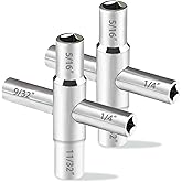 Comfylichi 2 Pcs 4 Way Sillcock Key, Utility Water Key, Sliver | Water Key 1/4",9/32",5/16",11/32" stems. Turns Faucets,Hose Bibs &amp; Gas Valves. For Electric, Cabinet, Railway, Emergency use