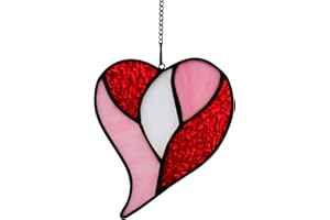 HAOSUM Red Heart Suncatchers Stained Glass Window Hanging, Handmade Heart Ornaments, Birthday Gift for Grandma Mom Sister Aunt Parents,Valentines Day Gift