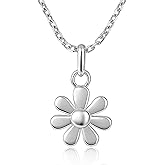 AeraVida Sweet Daisy Flower of Innocence .925 Sterling Silver Pendant Necklace | Minimalist Cute Floral Charm for Women | Jewelry Gift