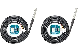 GAOHOU 2 PCS DS18B20 Waterproof Digital Temperature Sensor with Adapter Module for Arduino