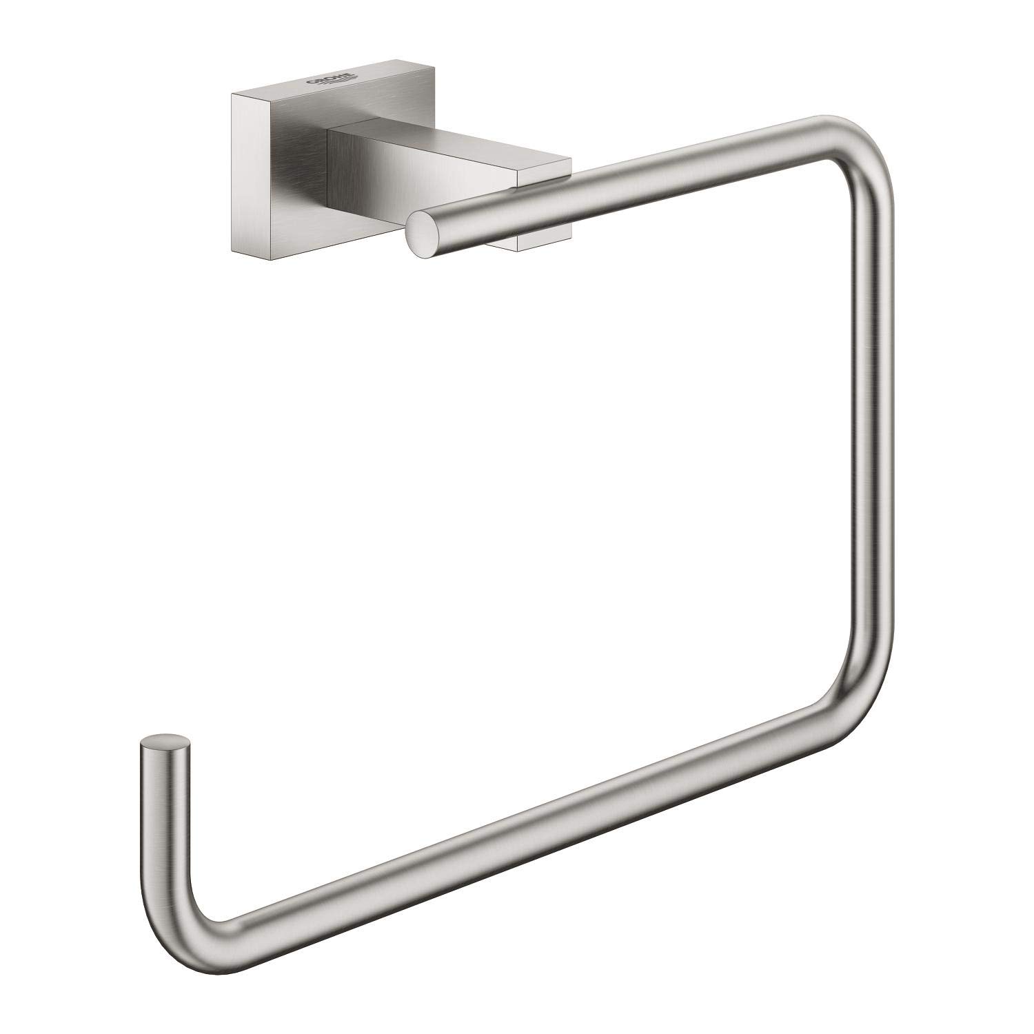 GROHE Essentials Cube Towel Ring In Chic Supersteel Finish – Round Meets Square 40510DC1