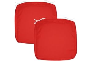 FLYMEI Patio Cushion Covers 18x18x2 Waterproof Outdoor Cushion Cover Replacement 2Packs Outdoor Seat Cushion Slipcover for Rattan Chair Sofa, Red, Christmas Pillow Decoration