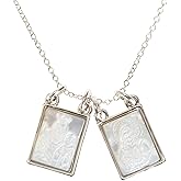 Roman Double Holy Scapular Silver Tone 18 inch Metal and Shell Necklace