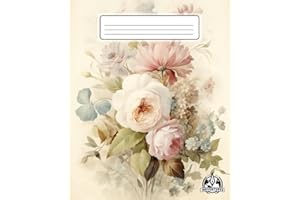 Vintage Botanical Composition Notebook: Floral Illustration Journal for School, College, Work | 110 Pages, Large 7.5" x 9.25" | Ideal for Girls, Teens, Women | Elegant Gift with Antique Garden Design