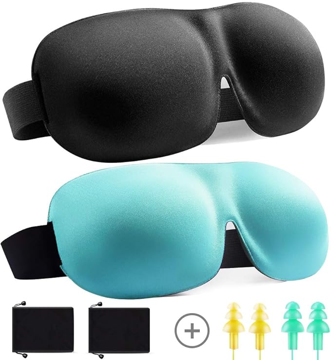 Eye Mask for Sleeping Men, 2 Pack 3D Sleep Mask, 100 Blackout Eye