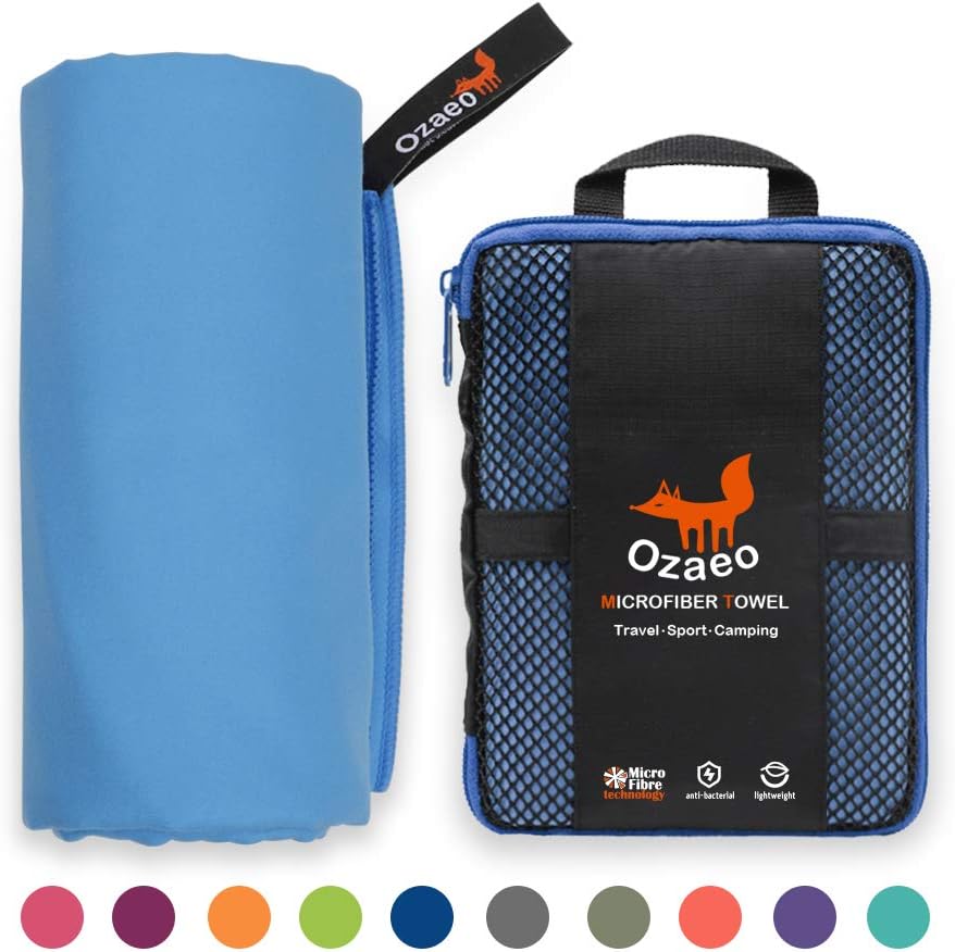 Ozaeo Microfiber Travel Towel, Lightweight Gym Towel, Quick Dry, Super Absorbent Camping Towel for Sports, Backpacking, Swimming, Cycling, Hiking : Sports & Outdoors