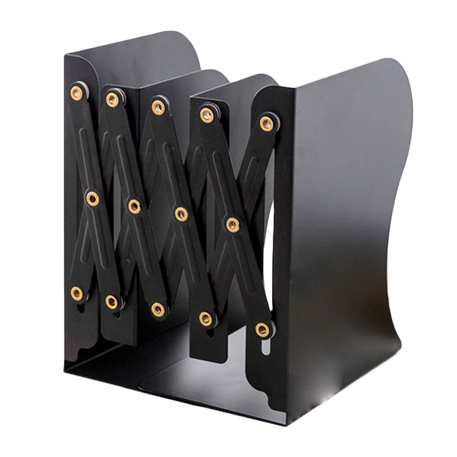 Desktop Metal Bookends Expanding Book Stand Holder Desk Books Documents Organiser Heavy-Duty Book End Foldable Book Shelves Files Holder Divider Rack for School Student Office Library
