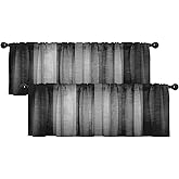 Emvency 2 Pack Dark Grey Valances Window Treatments, Gray Striped Abstract Blackout Drapes Adjustable Curtain for Windows Living Room Kitchen Over Sink, 18x52 Inch Rod Pocket Valances